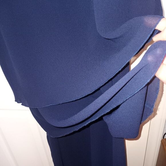 PATRA Womens Navy Sheer Zippered Lined Sleeveless V Neck Maxi Dress 12 - Picture 4 of 12